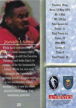 1996 Card Crazy Authentics NPC Rugby Union Superstars #20 Jonah Lomu Back